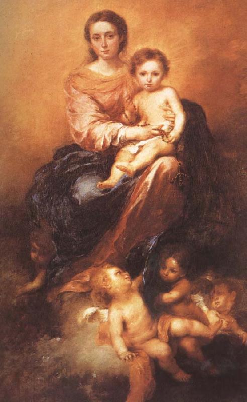 Bartolome Esteban Murillo Beaded rosary of Our Lady holding the child China oil painting art